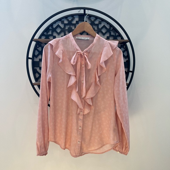 💕 Abercrombie & Fitch Pink Ruffle Blouse - Picture 1 of 4